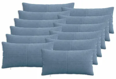 Image de Housses de coussin vidaXL, lot de 12, modèle ALMELO, couleur bleue, 40 x 80 cm, en corde