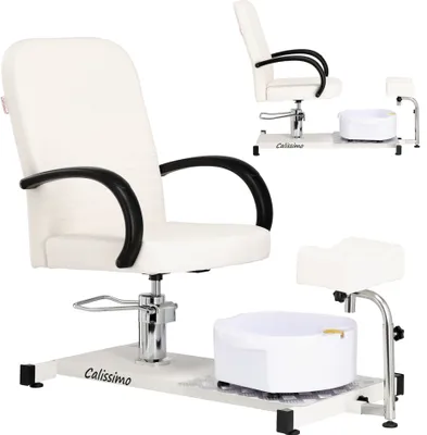 Zdjęcie produktu dla Fotel kosmetyczny do pedicure Eryk z masażerem do salonu spa biały