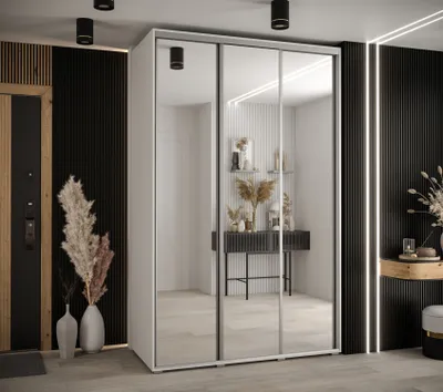 Obrázok produktu pre Šatníková skriňa ASIRI 2 - 150/60 cm, biela / strieborná