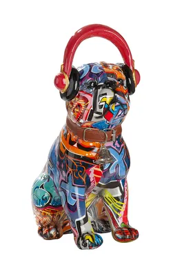 Produktbild von Gilde Figur, Bulldogge, "Street Art", Graffiti, Kunstharz, mehrfarbig, VE 2, L. 20.5 cm, B. 13 cm, H. 30 cm 36769 4063387367698