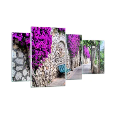Produktbild von Bilder auf glas - Pflanzen Bank Straße Sommer - 120x70cm - Glasbilder - Wandbilder - Kunstdruck - zum Aufhängen bereit - Wanddekoration aus Glas - Glas Bilder - Wandbild auf Glas - GDL120x70-2790