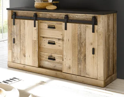 Produktbild von Sideboard "Stove" in Used Wood hell und anthrazit Kommode 162 x 91 cm