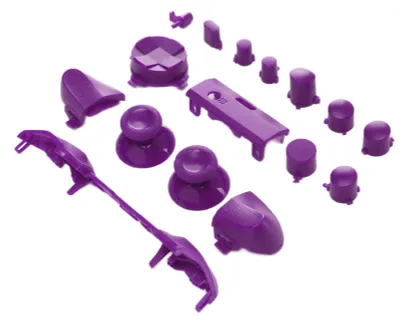 Imagen del producto de Juego completo de botones de repuesto, empuñaduras y accesorios para mandos de Xbox Series X, color púrpura