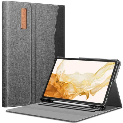 Produktbild von Fintie Hülle für Samsung Galaxy Tab S8 Plus 2022/S7 FE 2021/S7 Plus 2020 12.4 Zoll, Multi-Winkel Betrachtung Folio Schutzhülle mit S Pen Halter Dokumentschlitze Auto Schlaf/Wach, Dunkelgrau