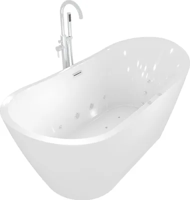 Produktbild von freistehende Badewanne Wanne F23 180cm Whirlpool Luft & Wasser mit Armatur AF02