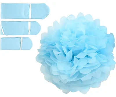 Produktbild von Seidenpapier-Pompons, D 20+24+30 cm, 16 g, Hellblau, 3 Stk/ 1 Pck [HOB-590008]