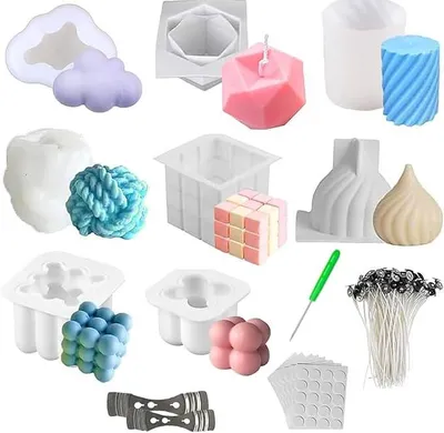 Silikon-Kerzenform-Set, 8-teilig, DIY Bubble-Kerzen gießen