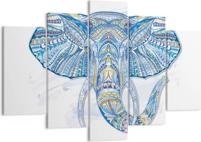 Produktbild von Bild auf Leinwand - Leinwandbild - Elefant Muster Tierwelt Afrika - 150x100cm - Wand Bild - Wanddeko - Leinwanddruck - Bilder - Kunstdruck - Leinwand bilder - Wandkunst - EA150x100-3089