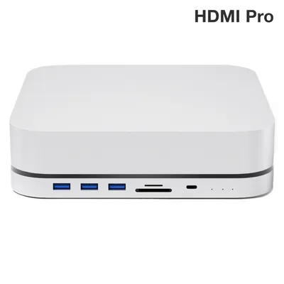 Obrázok produktu pre iMounts Mac Mini Docking Station Pro s HDMI, USB-C, USB3.0 ssd pevný disk - Kompatibilný s Mini M1 a M2 - Strieborná