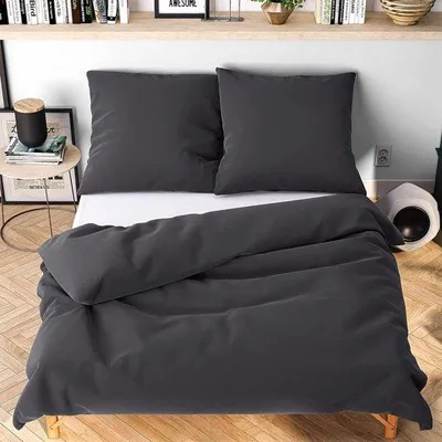 Produktbild von Famanu Bettwäsche 135 x 200 cm 4-teilig, grau-anthrazit - kuschelweich und bügelfrei