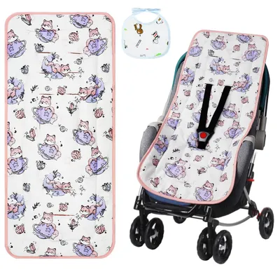 Produktbild von Kinderwagenkissen Kinderwagenauflage Sitzkissen - 100 % Baumwolle - Wendbar - Universalgröße