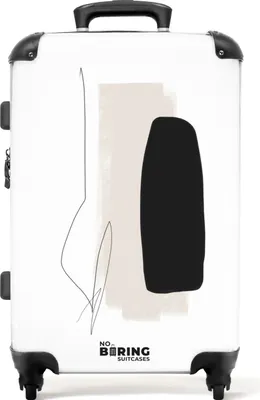 Produktbild von NoBoringSuitcases.com® Großer Koffer - Beige - Schwarz - Linie - Abstrakt - Kombinationsschloss TSA - Hartschalen Trolley 4 Rollen - 72 liter - Reisekoffer - 66 cmKoffer Mittelgroß 67x43x25 cm, 72L,