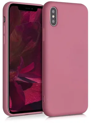 Produktbild von kwmobile Hülle kompatibel mit Apple iPhone X Hülle - gummierte TPU Silikon Handyhülle - Schutzhülle für kabelloses Laden - Case in Dark Rose