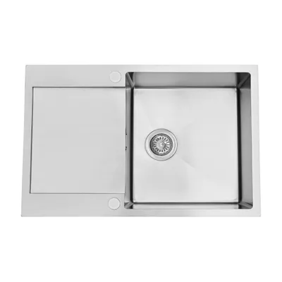Immagine prodotto di Lavello da cucina VBChome, 78x50 cm, acciaio inossidabile, colore acciaio, con superficie di scolo reversibile, 1 vasca, lavello da incasso, profondità 21 cm, mobile sottolavello minimo 50 cm