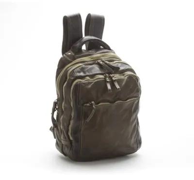 Produktbild von BZNA Bernd grün Rucksack Backpacker Designer Uni Lederrucksack