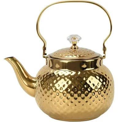 Produktbild von Teekanne 2L gehämmert Gold 304 Edelstahl mit Siebeinsatz für Herd & Outdoor