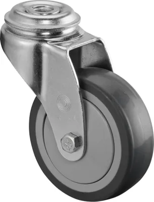 Immagine prodotto di Ruota D.75mm Trgf.60kg con foro posteriore in gomma grigio