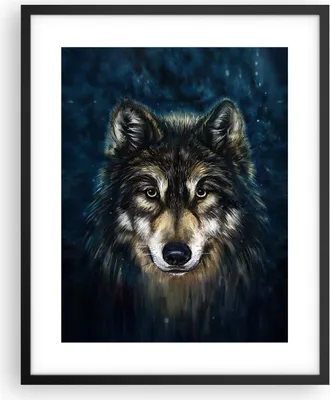 Produktbild von Gerahmtes Poster - Schwarzer Rahmen - Wolf Dunkel Grafik - 40x50 cm - Wand Bild - Wanddeko - Wandbilder - Kunstposter - Wandposter - Bilderrahmen - Bilder - Kunstdruck - P2BPA40x50-4845