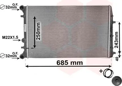 Produktbild von VAN WEZEL 76002008 Kühler Wasserkühler Motorkühler für VW POLO (9N) Fox Schrägheck (5Z1, 5Z3, 5Z4) für SKODA Fabia II Schrägheck (542) Fabia II Combi