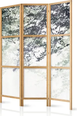 Immagine prodotto di Schermo XXL 135x172 cm 3 pezzi monofacciale elegante schermo per la privacy parete divisoria per ambienti legno design motivo deco casa ufficio botanica natura astratto b-C-10353-bh-a