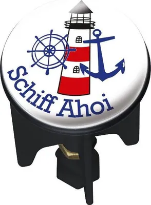 Produktbild von 20759100 Waschbeckenstöpsel Pluggy Schiff Ahoi Abfluss Stopfen, Messing, Kunststoff, Durchmesser 3.9 X 6.5 - 9.5 Cm