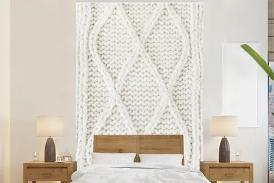 Produktbild von MuchoWow® Fototapete für Wohnzimmer oder Schlafzimmer Wandtapete Vinyl Motivtapete Pullover - Muster - Weiß - 200x300 cm - Wanddekorationen
