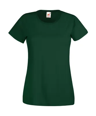 Produktbild von Fruit of the Loom Damen Rundhals Basic T-Shirt Shirt Kurzarm, Größe:L (14), Farbe:Bottle Green