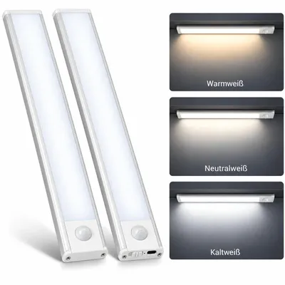 Produktbild von 2er Unterbauleuchte Küche LED Schrankbeleuchtung, Akku Beleuchtung Licht Batterie Schrank Leuchte Slim Bright Schranklicht Lichtleiste Kabellos Leiste