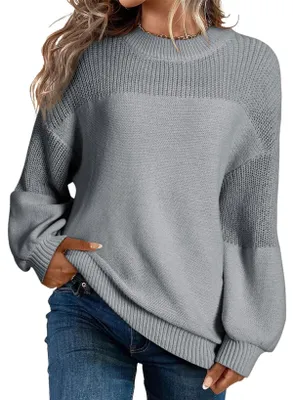 Immagine prodotto di Maglione da donna con maniche a sbuffo e scollo rotondo, ideale per l'autunno e l'inverno