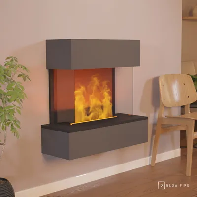 Produktbild von GLOW FIRE Elektrokamin 'Hölderlin Sims'| Wasserdampf Kamin mit OMC 500 ohne Holz in schwarz als Wandkamin| HxBxT: 88x80x30 cm