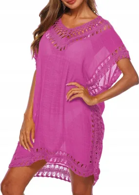 Produktbild von Sommertunika - leichte Tunika - Überwurf für Badeanzug - luftiges Sommerkleid - Damen - Einheitsgröße - Boho - Rosa