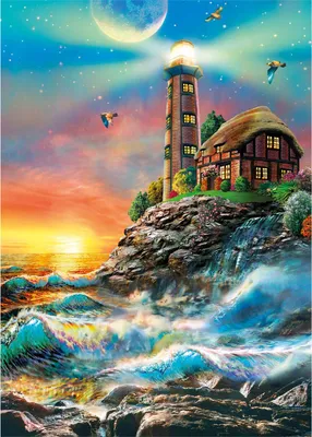 Produktbild von Dino Puzzle Neon Leuchtturm - 1000 Teile Erwachsenenpuzzle Landschaft