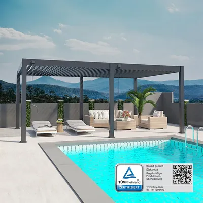 Produktbild von Deluxe Plus Pavillon Terrassenüberdachung Aluminium 4 x 6 M anthrazit