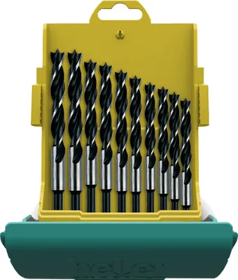 Obrázok produktu pre Heller Tools 24646 0 Wood twist drill bit set 10-piece 3 mm, 4 mm, 5 mm, 6 mm, 7 mm, 8 mm, 9 mm, 10 mm, 11 mm, 12 mm Cylinder shank 1 Set