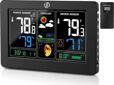 Immagine prodotto di Stazione meteorologica wireless con termometro, barometro e igrometro, sensore esterno per la temperatura e le previsioni del tempo