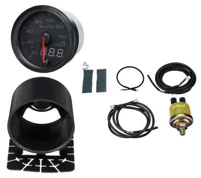 Productafbeelding van Oliedrukmeter, 12V, diameter 2" (52mm), meetbereik 0-140 PSI, universele pasvorm, achtergrondverlichting in 10 kleuren