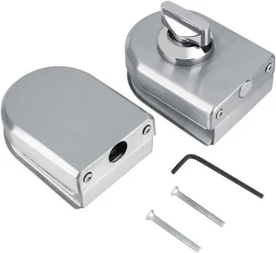 Produktbild von RVS Glas Deurslot Beveiligingsslot mit Drehknopf - Für Zuhause, Hotel und Badezimmer - 1012 mm