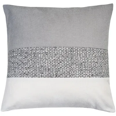 Produktbild von Kissenhülle - 48 x 48 cm - Weiß - Silbergrau - mit Reißverschluss