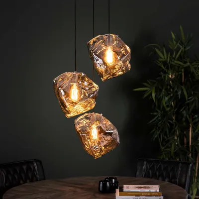 Produktbild von Hoyz - Hängelampe Rock verchromt - 3 Lampen - Industriell - 50x50x150