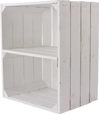 Produktbild von neue weiße/weisse Obstkiste mit Einlegeboden/Zwischenbrett Quer 50cm x 40cm x 30cm Schuhregal Weinkiste Holzkiste Regal Wandregal Kiste