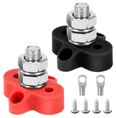 Anschlussbolzen M10, 2er-Set, 12-48 V, Stromverteilung, schwarz/rot
