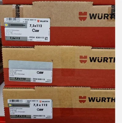Produktbild von Art. 0234830112 Würth AMO III Schrauben 7,5 x 112 ohne Kopf AW 30 Fenstermontage, 200 Stück