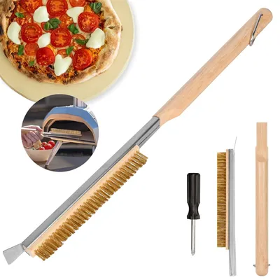Obrázok produktu pre Kefa na čistenie rúry na pizzu, 52 cm, špachtľa z nehrdzavejúcej ocele