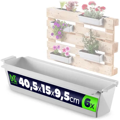 Produktbild von KADAX Blumenkasten für Europalette, Weiß 6 Stück, Pflanzkasten für Palette, wetterfeste Blumenkästen für Europaletten, Pflanzkästen für Paletten