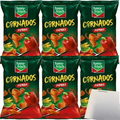 Produktbild von funny-frisch Cornados Paprika Style 6er Pack (6x80g Packung) + usy Block