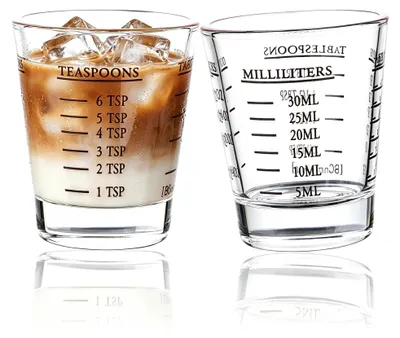 Schnapsglas 30 ml mit Messskala, schwarz, für Cocktails & Spirituosen