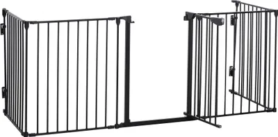 Image de PawHut Barrière de sécurité parc enclos chien modulable pliable porte intégrée 300L max. x 74,5H cm métal PP noir