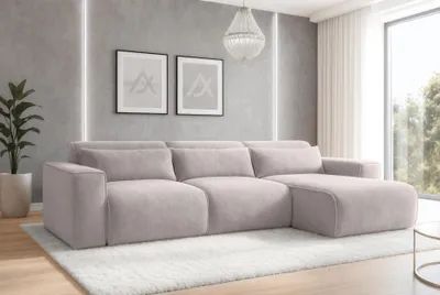 Produktbild von AX LIVING Wohnlandschaft mit Schlaffunktion Ruyam Sofa Creme 310 cm R