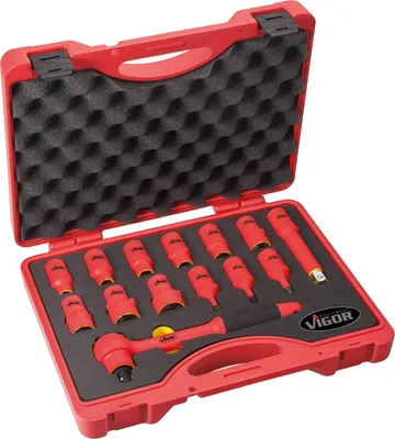 Produktbild von VIGOR VDE Steckschlüssel Satz V3343 1/2" Außen Sechskant Profil, Innen