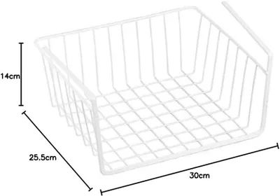 Produktbild von Hängekorb mit Ablage 30 x 25,5 x 14 cm, Stahl, mattweiß